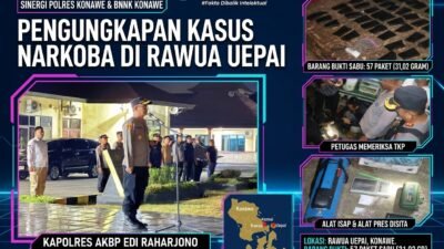 Sinergi Polres & BNNK Konawe – 57 Paket Sabu 31,02 Gram, Alat Isap Hingga Alat Pres Disita di Uepai, Kapolres AKBP Edi Raharjono Pimpin Langsung!