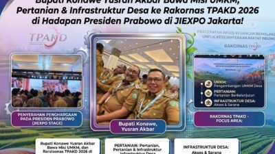 Bupati Konawe Yusran Akbar Bawa Misi UMKM, Pertanian & Infrastruktur Desa ke Rakornas TPAKD 2026 di Hadapan Presiden Prabowo di JIEXPO Jakarta!